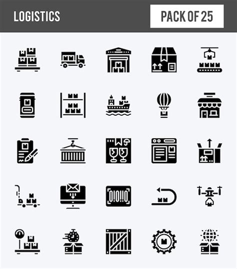 Logistik Glyphen Symbole Packen Vektorillustration Premium Vektor