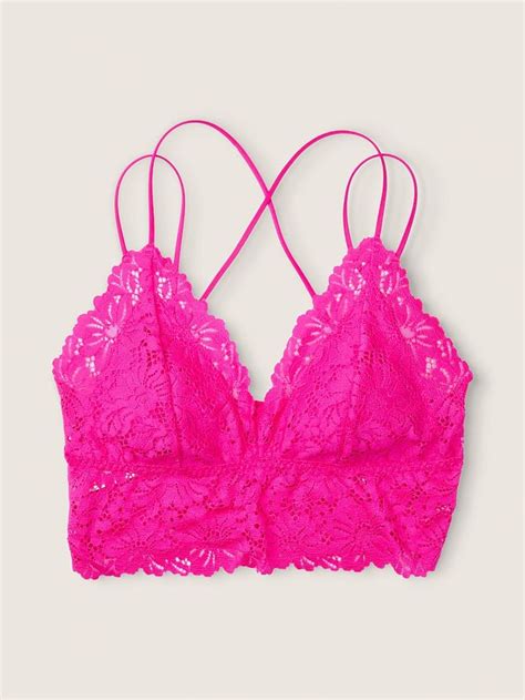 Pink Lace Bralette Long A Line Lace Fabric Crochet Lace Victoria S