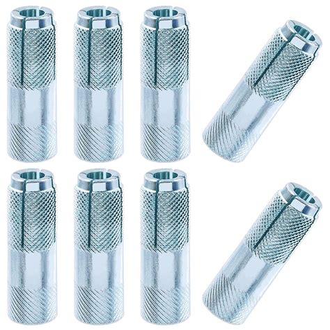 Swpeet 12Pcs Premium Zinc Plated Carbon Steel Concrete Knurled Drop In