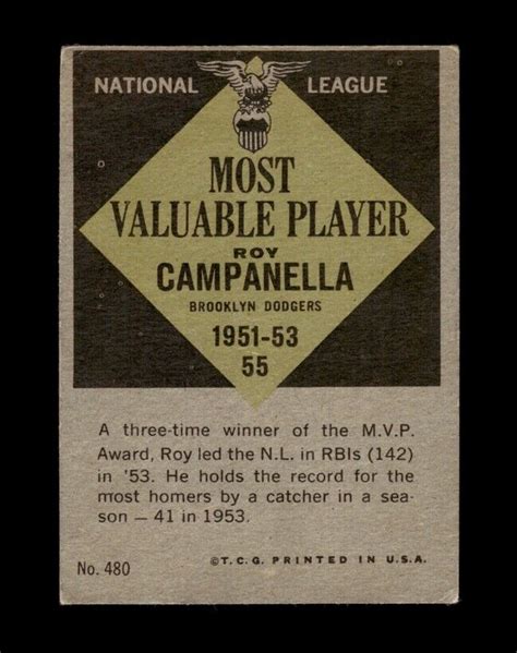 Topps Set Break Roy Campanella Mvp Vg Vgex Gmcards Ebay