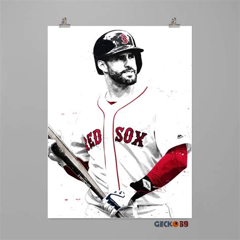 Jd Martinez Boston Red Sox Art Print Baseball Sport Wall Art Man Cave