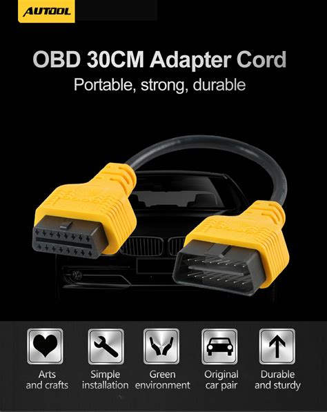 Autool Auto Obd 2 Diagnostic Adapter Cable Car Obd2 Ii Elm327 Extend Connector Scanner 16pin