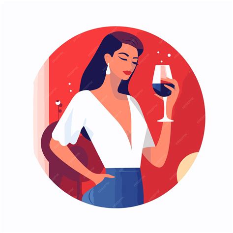 Woman Holding A Wine Glass Vector Illustration Premium Ai Generated