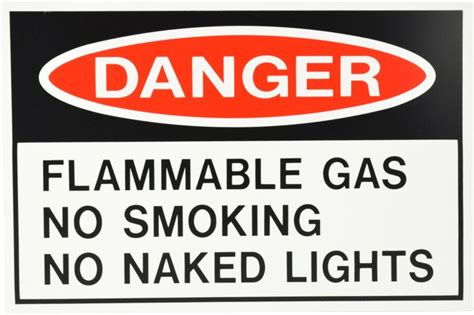 Sign Danger Flammable Gas No Smoking No Naked Lights