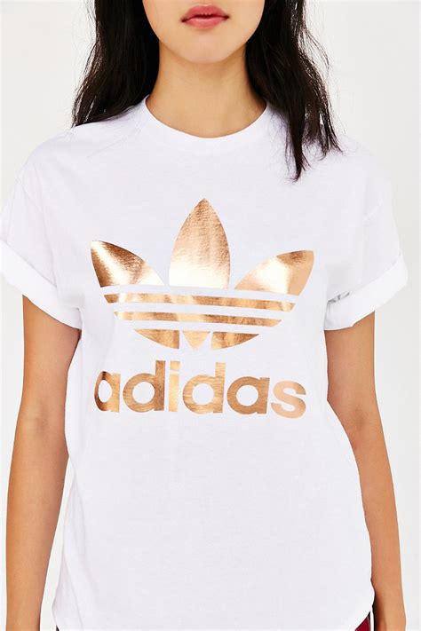 Adidas Originals Originals Metallic Logo T Shirt In White Lyst