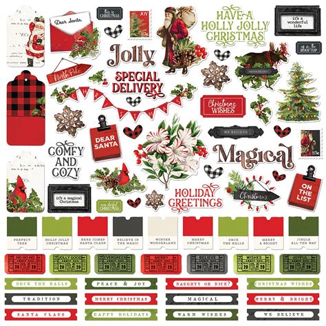 Simple Vintage Christmas Lodge Cardstock Stickers 12X12 Combo