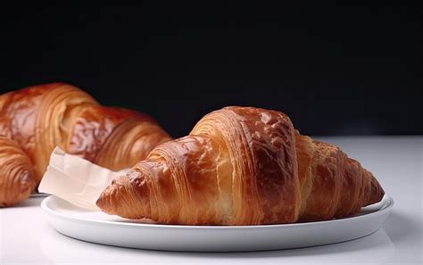 Premium Photo A Close Up Croissants On A Dark Background Sweet