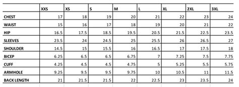 Size Chart For Women Uniforms A Visual Reference Of Charts Chart Master