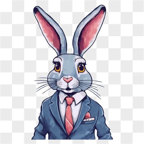 Download Stylish Bunny in Suit and Tie Cartoons Online - Creative Fabrica