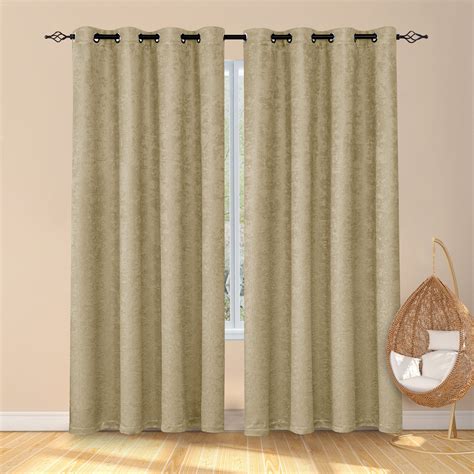 Subrtex Thermal Insulated Grommet Blackout Curtains For Bedroom Set Of 2 Panels 53×96 Beige