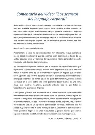 Comentario Del Video Pdf