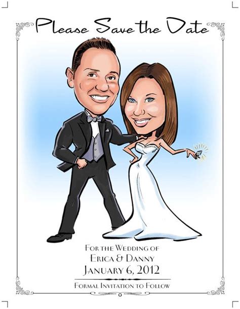 Wedding Caricature Save The Dates Save The Date Cards Etsy Wedding