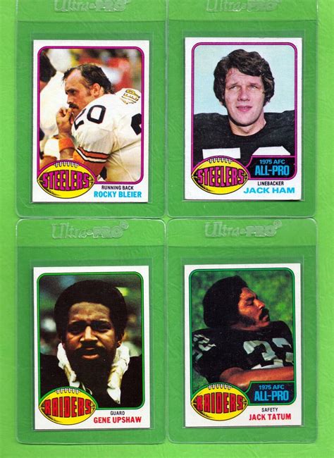 Lot Of 4 1976 Topps Football Stars Rocky Bleier Jack Ham Gene Upshaw Jack Tatum Ebay