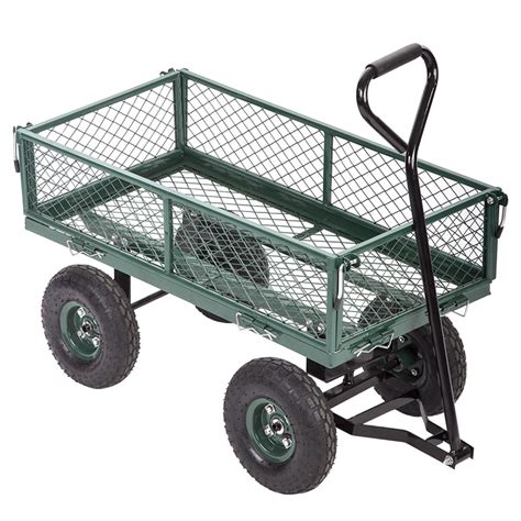 Garden Carts Yard Dump Wagon Cart Lawn Utility Cart Outdoor Steel Heavy