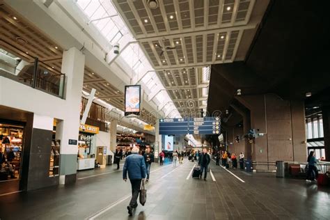 Oslo, Norway. People Visiting Oslo Central Station Railway Station ...