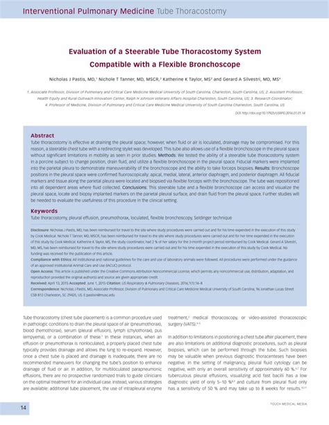 (PDF) Evaluation of a Steerable Tube Thoracostomy …...diaphragm, and ...