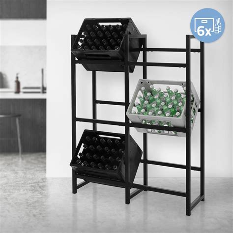 Étagère de rangement pour 6 caisses de boissons 91x31x116 5 cm acier