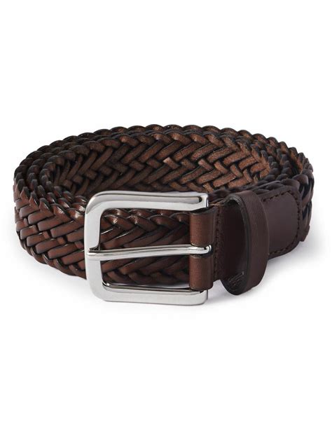 Anderson S 3cm Woven Leather Belt Brown Anderson S