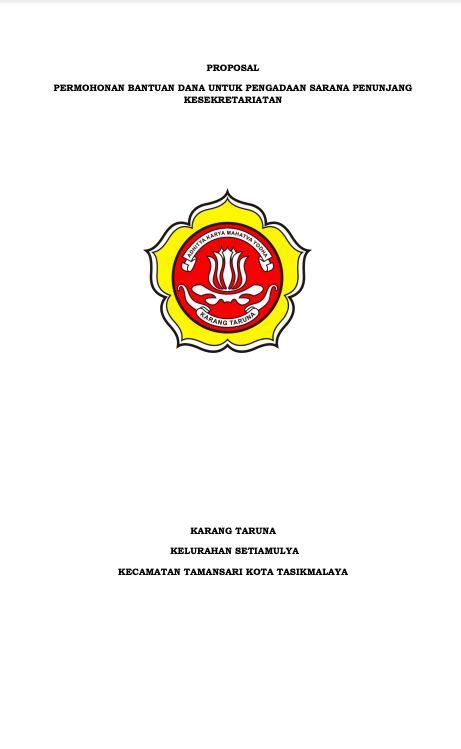 Contoh Cover Proposal Permohonan Bantuan Dana Contoh
