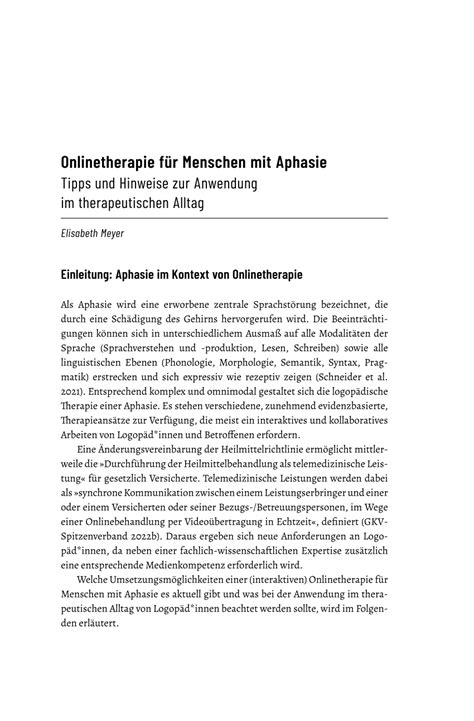 PDF Onlinetherapie für Menschen mit Aphasie Tipps und Hinweise zur