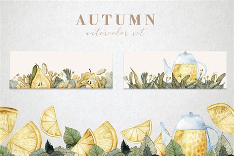 Autumn Tea Watercolor Set By By Anna Sokol TheHungryJPEG