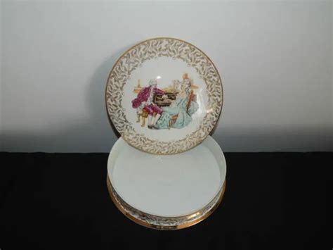 Ancienne Grande Bonbonni Re En Porcelaine De Limoges D Cor De Sc Ne