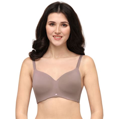 Buy Soie Full Coverage Padded Non Wired Ultra Soft Seamless Bra Bark Online