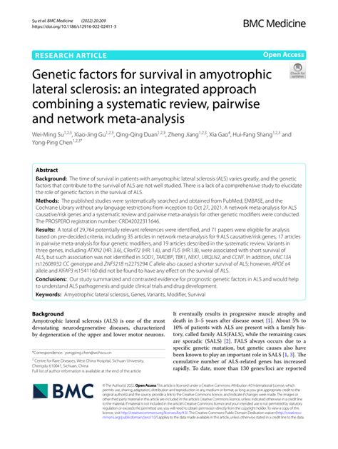 Pdf Genetic Factors For Survival In Amyotrophic Lateral Sclerosis An