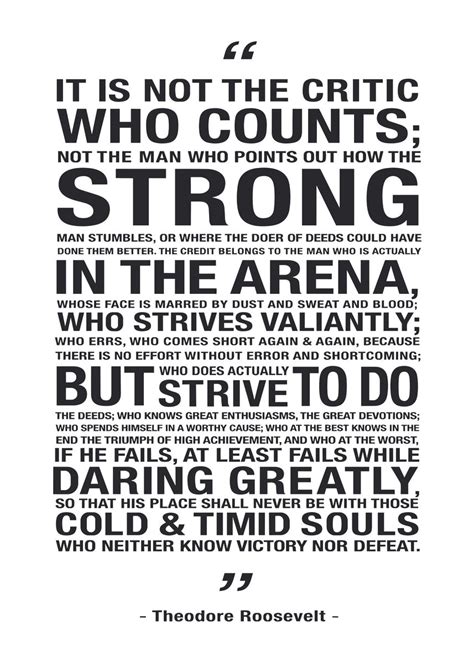 The Man In The Arena Quote Poster Picture Metal Print Paint By