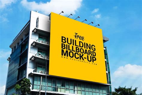 Low Angle Shot Square Advertisement Billboard On Building Mockup Free