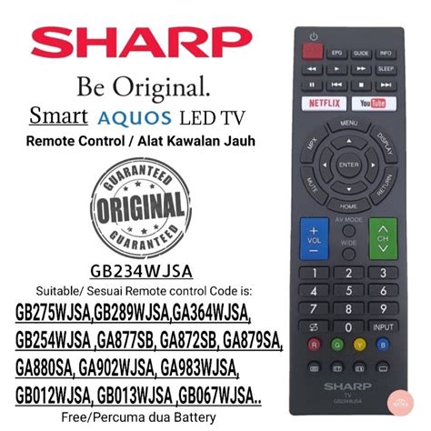 Original Sharp Aquos Smart Flat Panel Led Tv Remote Control With