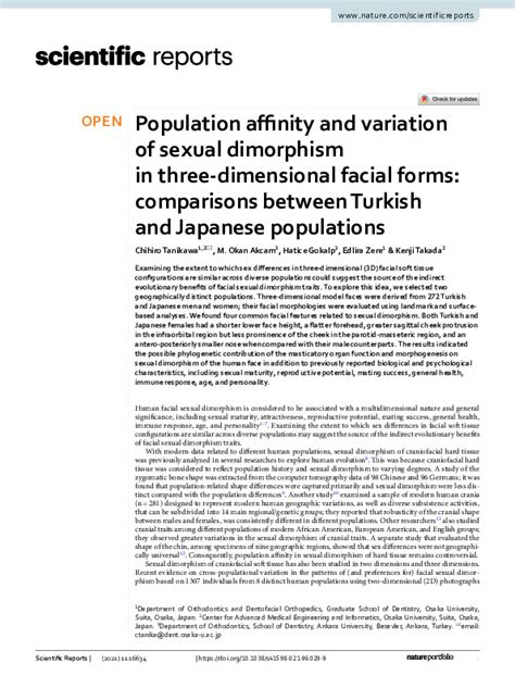 Pdf Population Affinity And Variation Of Sexual Dimorphism In Three Dimensional Facial Forms