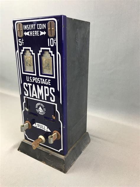 Lot - Vintage (1950s) US Postage Stamp Vending Machine w/ Key