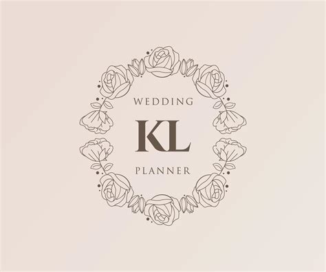 KL Initials Letter Wedding Monogram Logos Collection Hand Drawn Modern