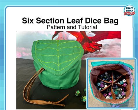 Six Section Leaf Dice Bag With Pockets Pattern and Tutorial Sewing Pattern for Druids Dnd ...