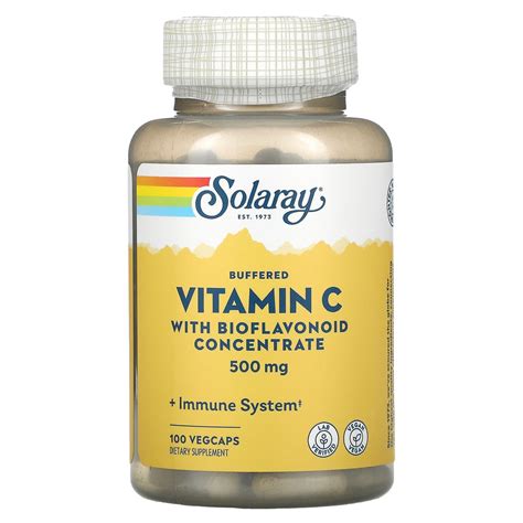 Solaray Buffered Vitamin C With Bioflavonoid Concentrate 500 Mg 100