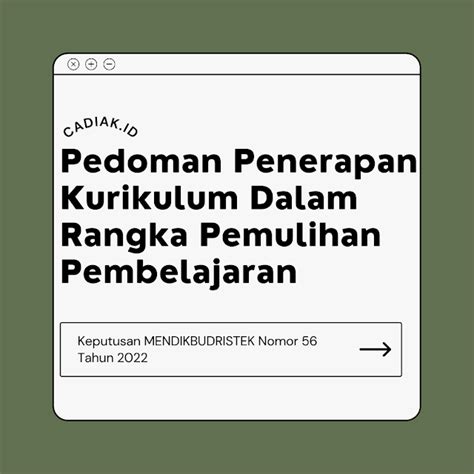 Pedoman Penerapan Kurikulum Dalam Rangka Pemulihan Pembelajaran