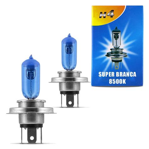 Par Lâmpadas Super Branca H4 8500K 35W 12V Efeito Xênon Aplicação Farol