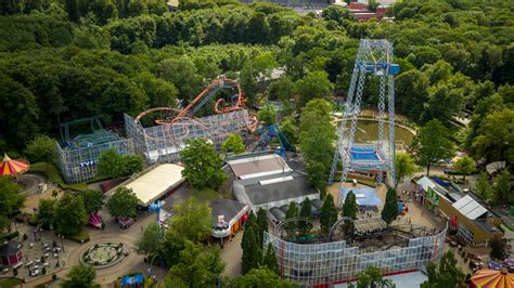 Aerial view of Tivoli Friheden amusement park in Aarhus, Denmark ...