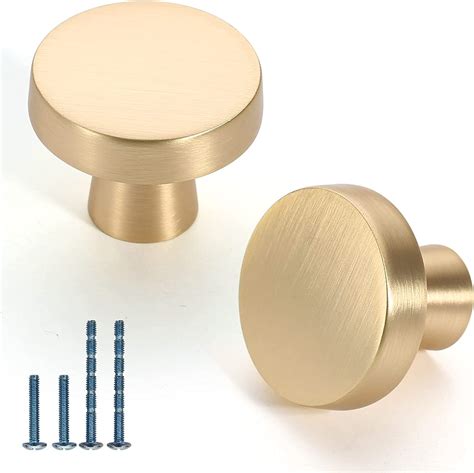 Furniware 10 Pack Brushed Brass Cabinet Knobs Modern Dresser Knobs