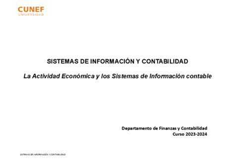 Tema La Actividad Economica Y Los Sistemas De Informacion Contable