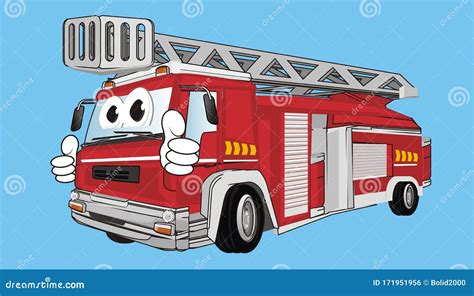 Funny Fire Truck with Hands Stock Illustration - Illustration of ...