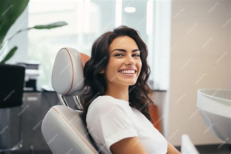 Premium Photo Young Smiling Woman Sitting On Chair At Dentist Office