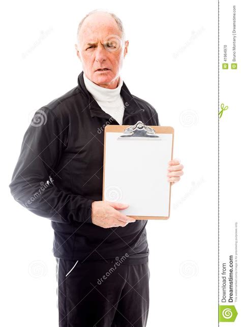 Senior Man Showing A Clipboard Stock Photo Image Of Portrait