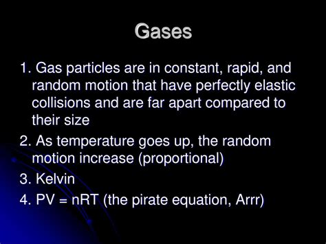 Gases 1 Gas Particles Are In Constant Rapid And Random Motion That Have Perfectly Elastic