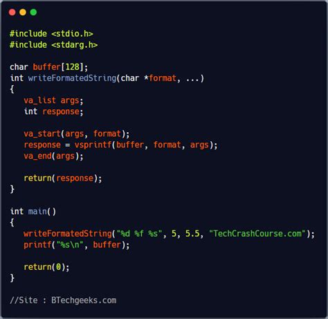 Vsprintf C Library Function Btech Geeks