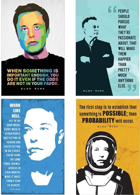 Posters Set Of 4 Elon Musk Posters Wall Posters For Room