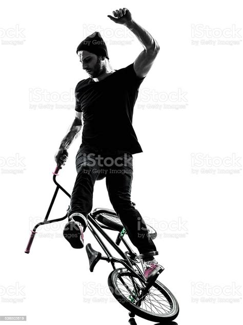 Man Bmx Acrobatic Figure Silhouette Stock Photo Download Image Now