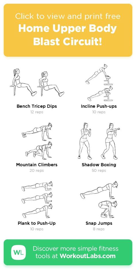 Home Upper Body Blast Circuit Workoutlabs Fit Upper Body Workout