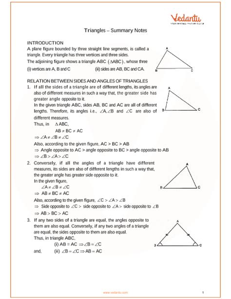 Icse Class 9 Mathematics Chapter 9 Triangles Congruency In Triangles Revision Notes